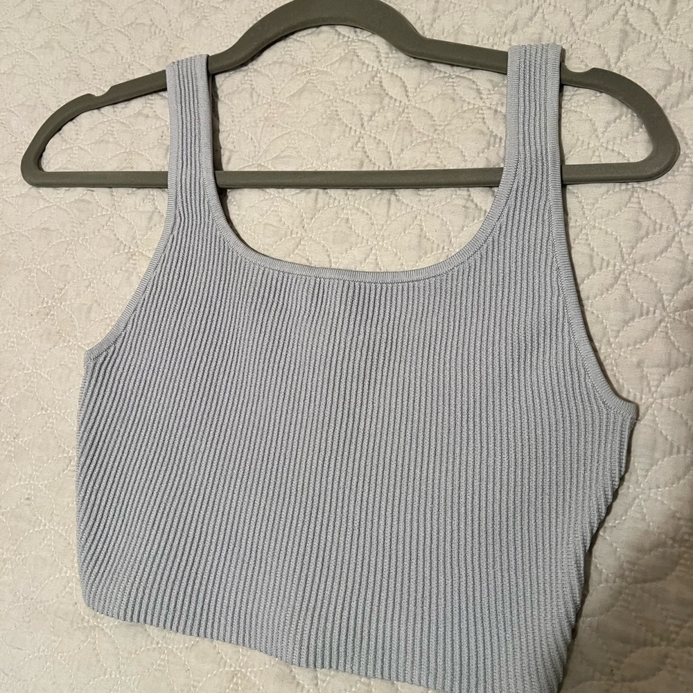 Aritzia Babaton Pale Blue Ribbed Tank Top